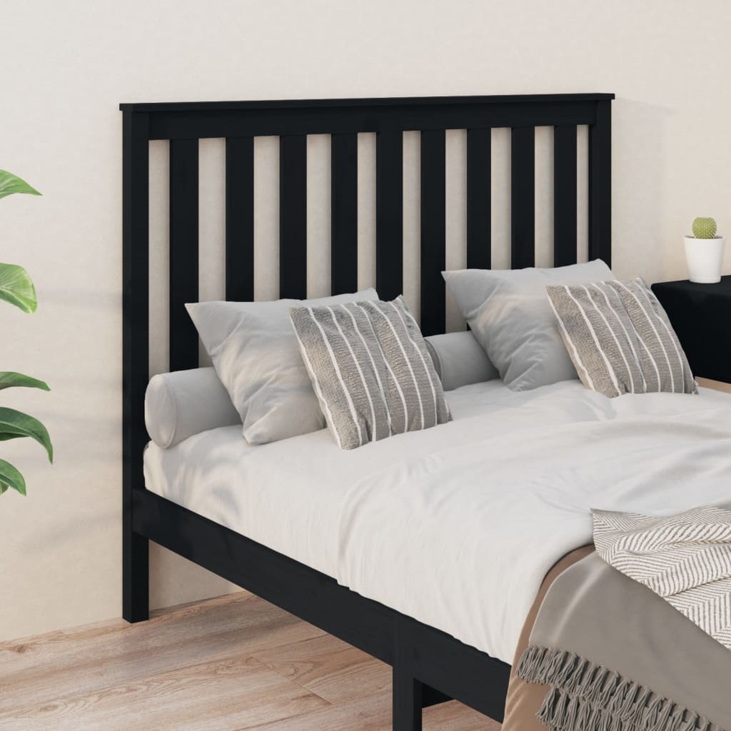 vidaXL Tăblie de pat, negru, 146x6x101 cm, lemn masiv de pin