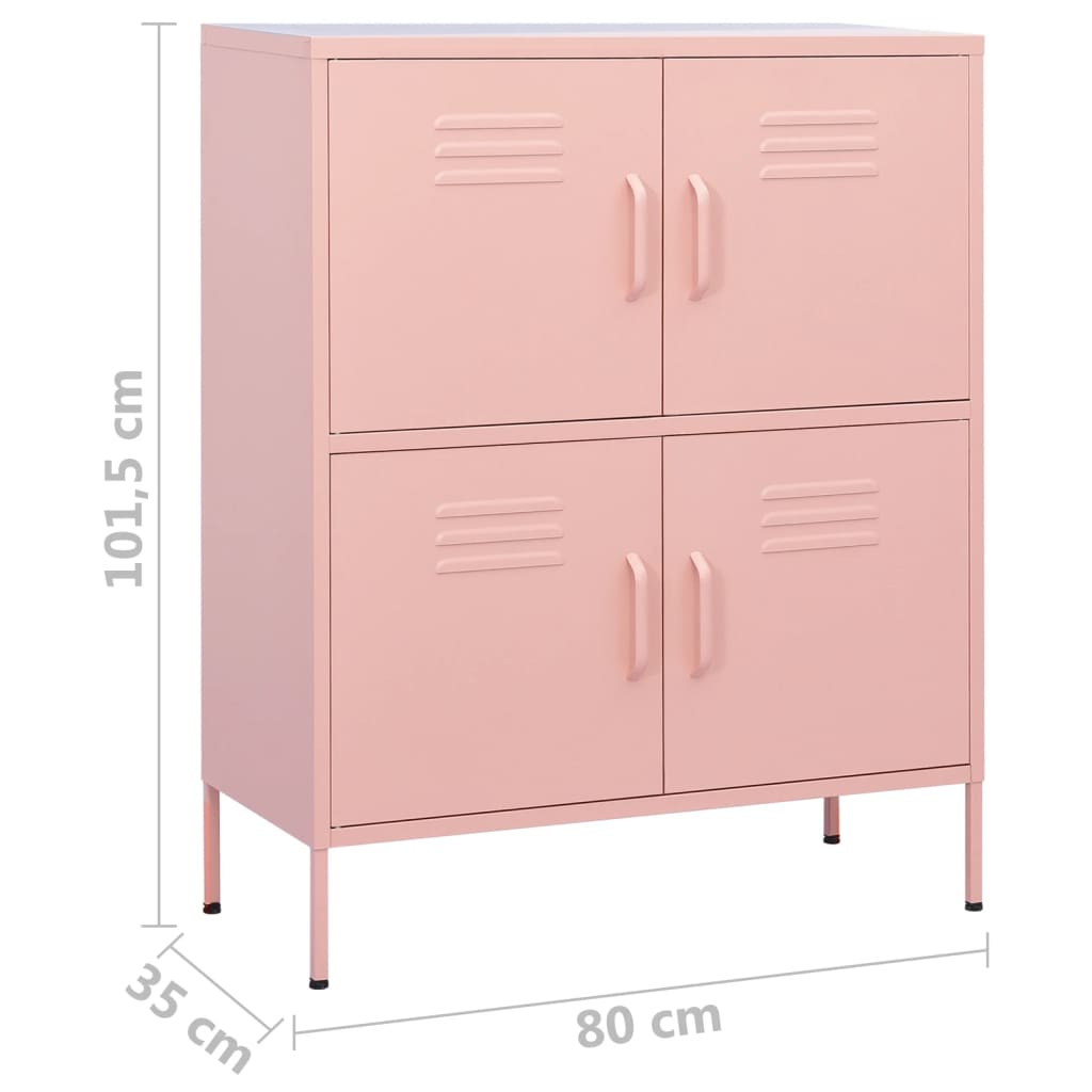 vidaXL Dulap de depozitare, roz, 80x35x101,5 cm, oțel