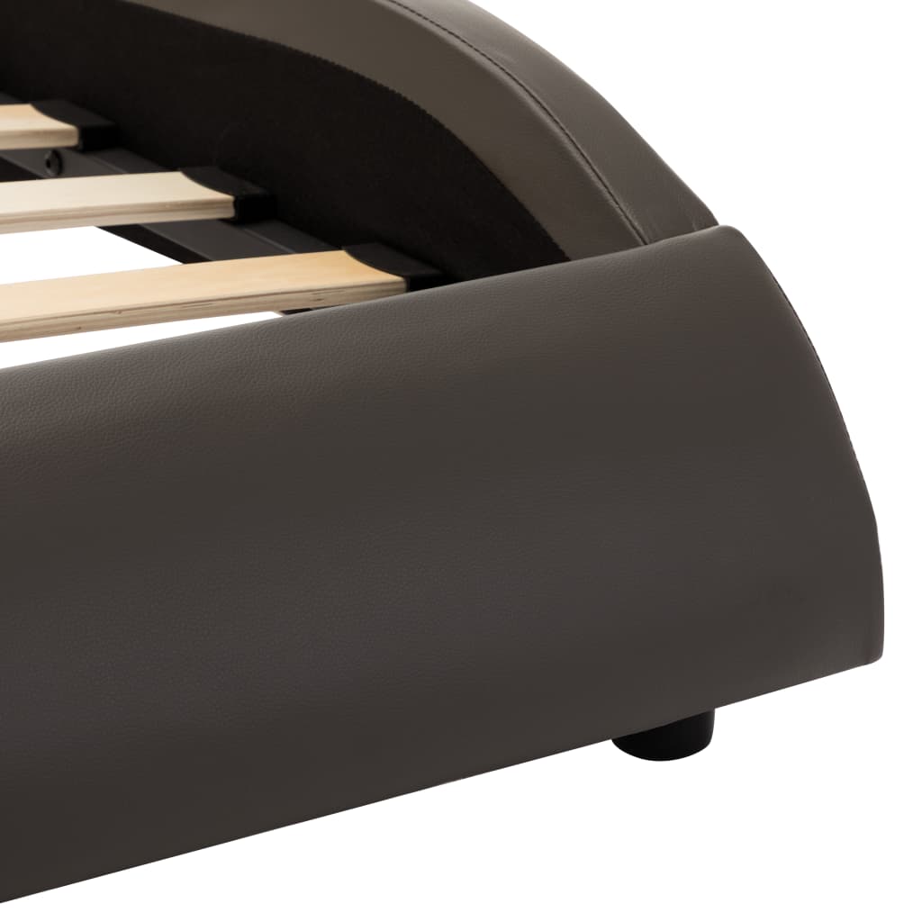vidaXL Cadru de pat cu LED, gri și alb, 120x200 cm, piele ecologică