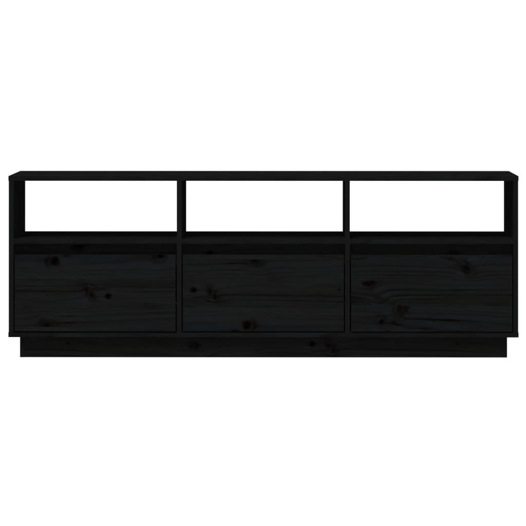 vidaXL Comodă TV, negru, 140x37x50 cm, lemn masiv de pin