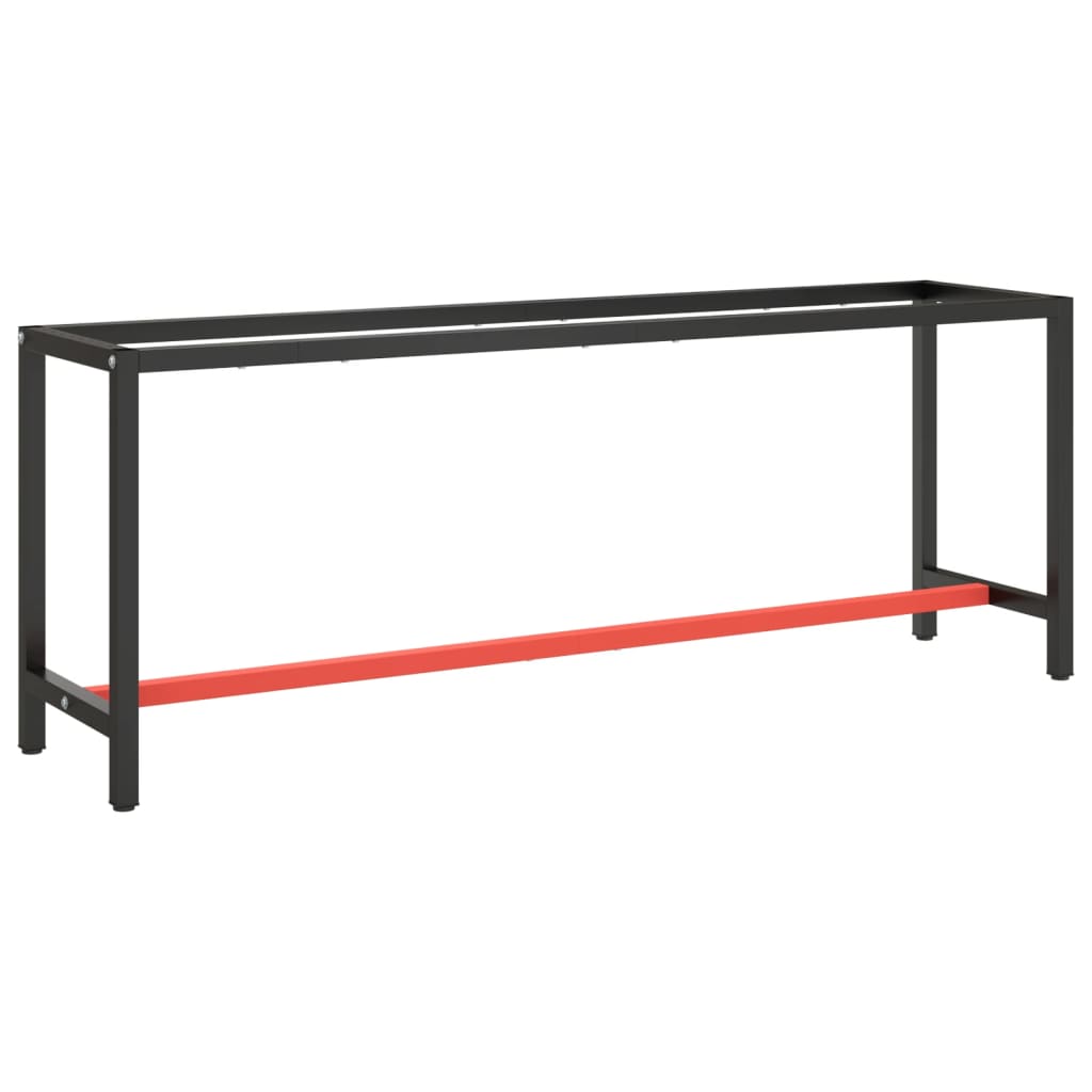 vidaXL Cadru banc de lucru, negru mat/roșu mat, 210x50x79 cm, metal