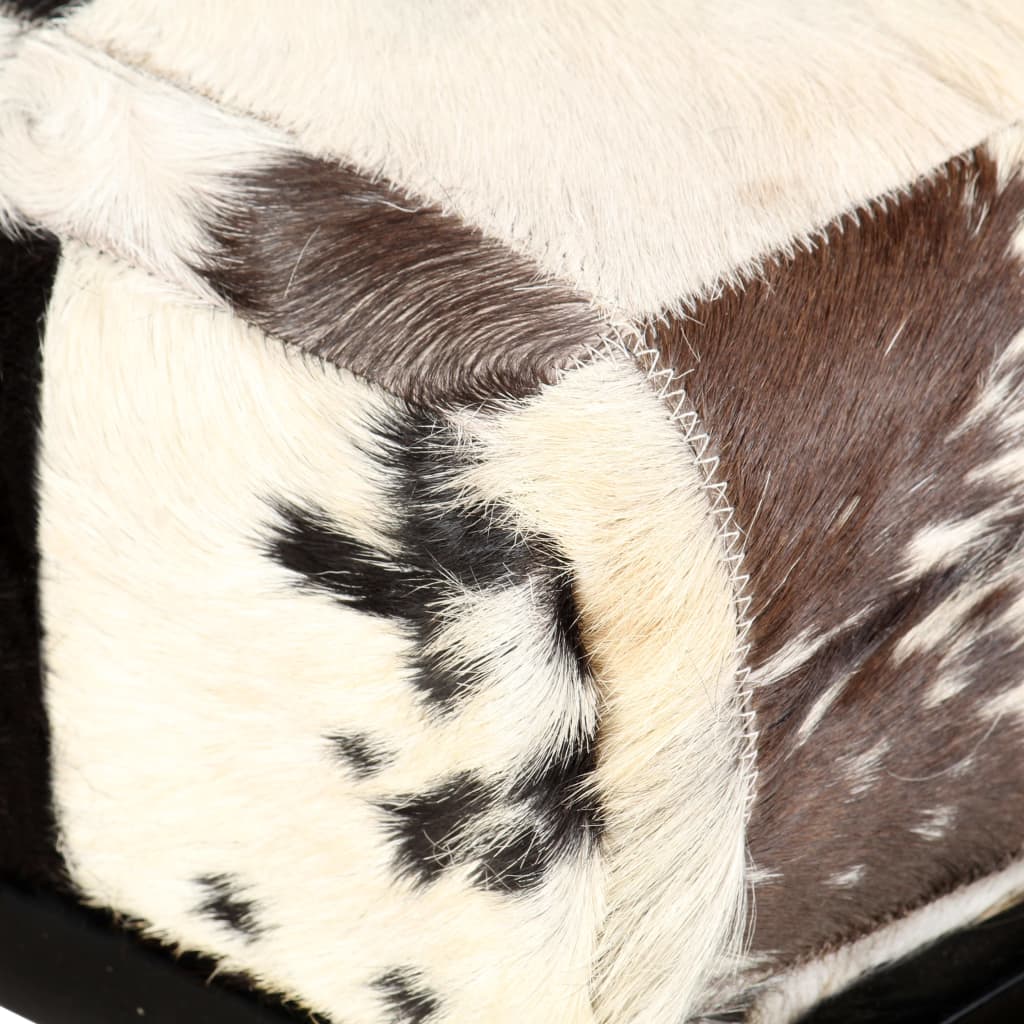 vidaXL Bancă, model petice, negru, 160 cm, piele naturală de capră