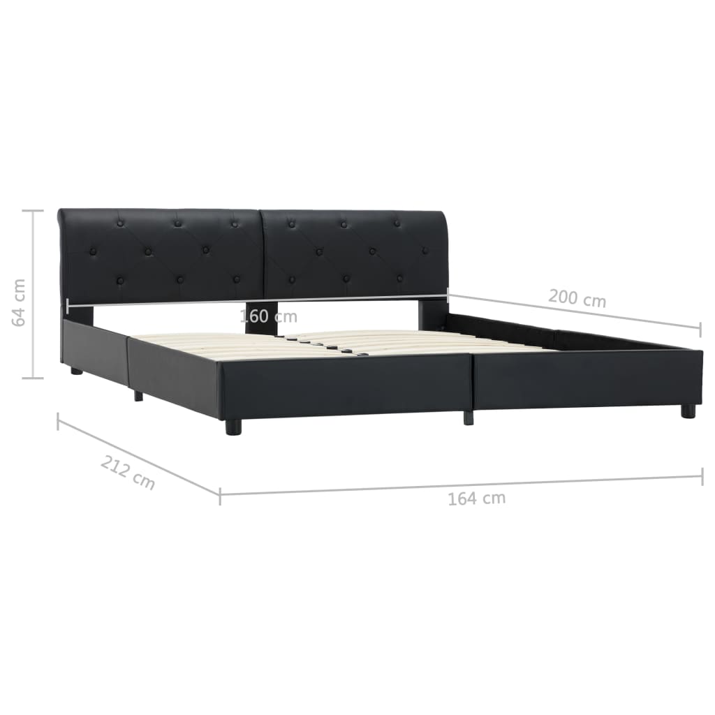 vidaXL Cadru de pat, negru, 160 x 200 cm, piele ecologică
