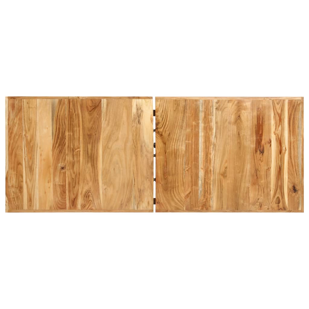vidaXL Set de bar 9 piese lemn masiv de acacia piele naturală și pânză