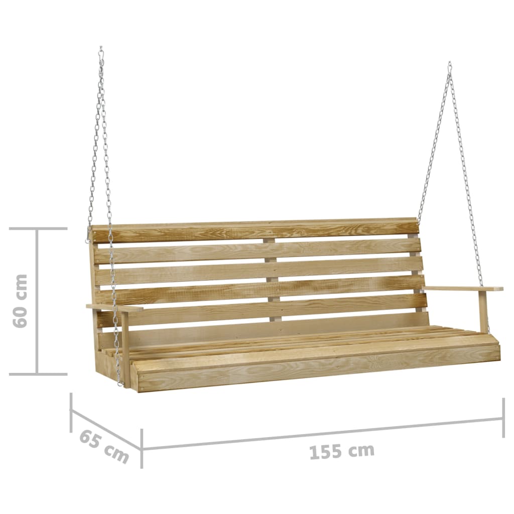 vidaXL Bancă balansoar, 155x65x60 cm, lemn tratat de pin