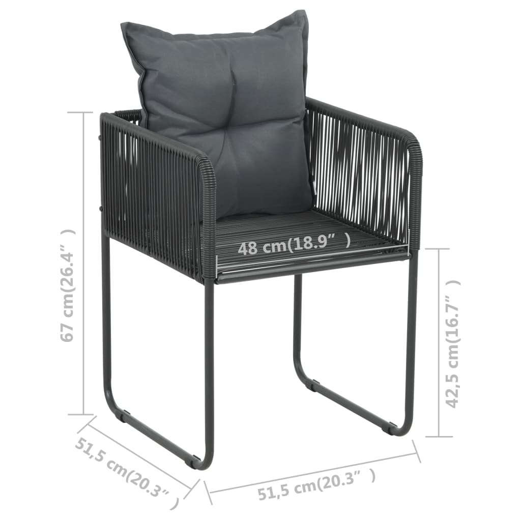 vidaXL Set mobilier de masă pentru grădină, 9 piese, negru, ratan PVC