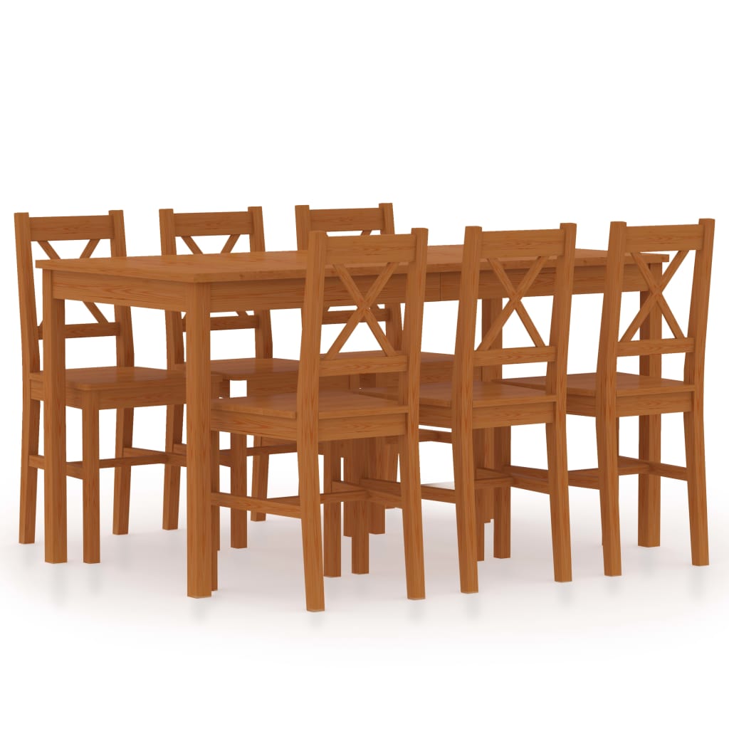 vidaXL Set mobilier de bucătărie, 7 piese, maro miere, lemn de pin
