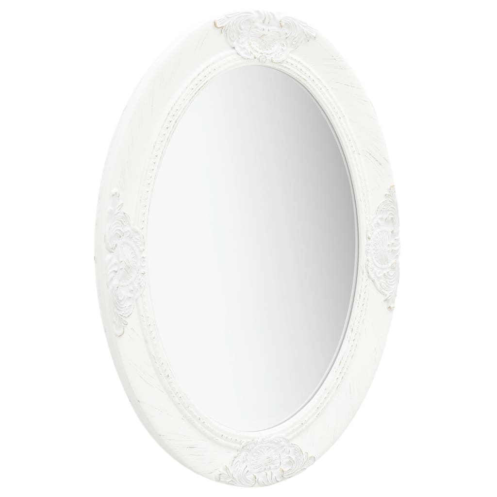 vidaXL Oglindă de perete în stil baroc, alb, 50 x 70 cm