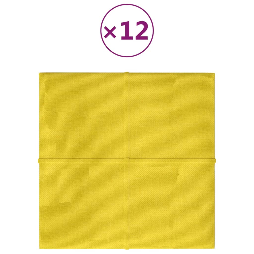 vidaXL Panouri de perete 12 buc. galben deschis 30x30cm textil 0,54m²