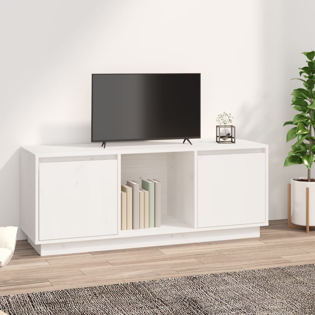 vidaXL Comodă TV, alb, 110,5x35x44 cm, lemn masiv de pin