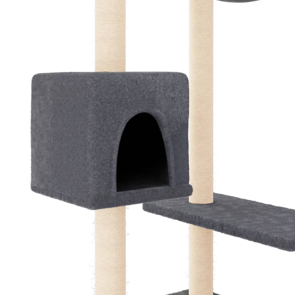 vidaXL Ansamblu de pisici cu stâlpi de zgâriat, gri închis, 82 cm