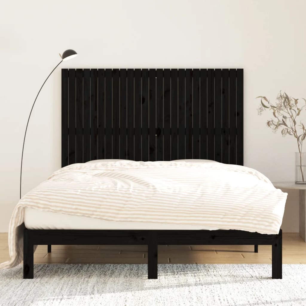 vidaXL Tăblie de pat pentru perete negru 159,5x3x110 cm lemn masiv pin