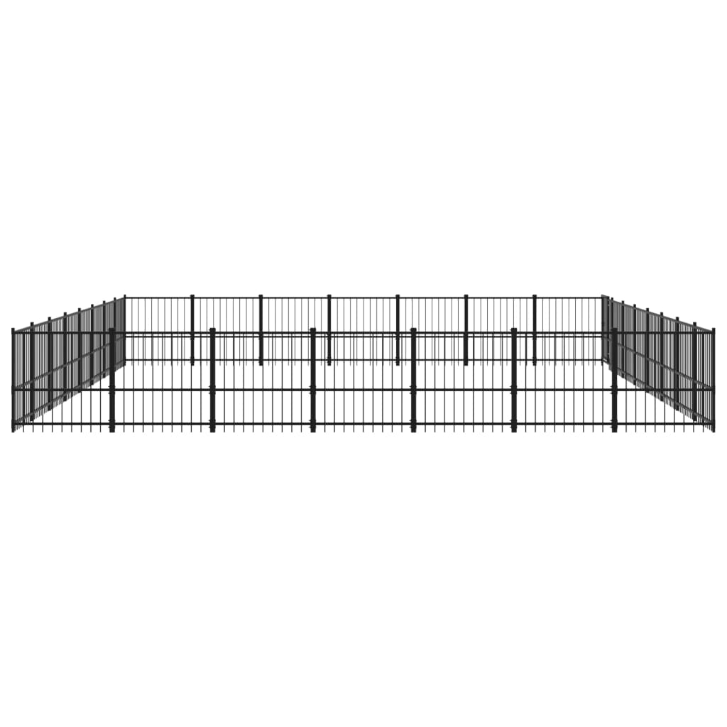 vidaXL Padoc pentru câini de exterior, 52,69 m², oțel