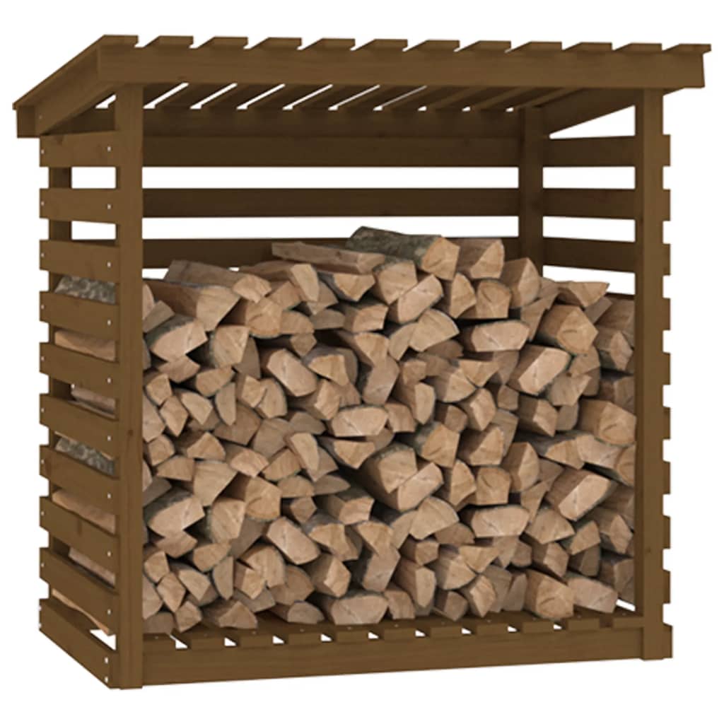 vidaXL Rastel lemne de foc, maro miere, 108x73x108 cm, lemn masiv pin