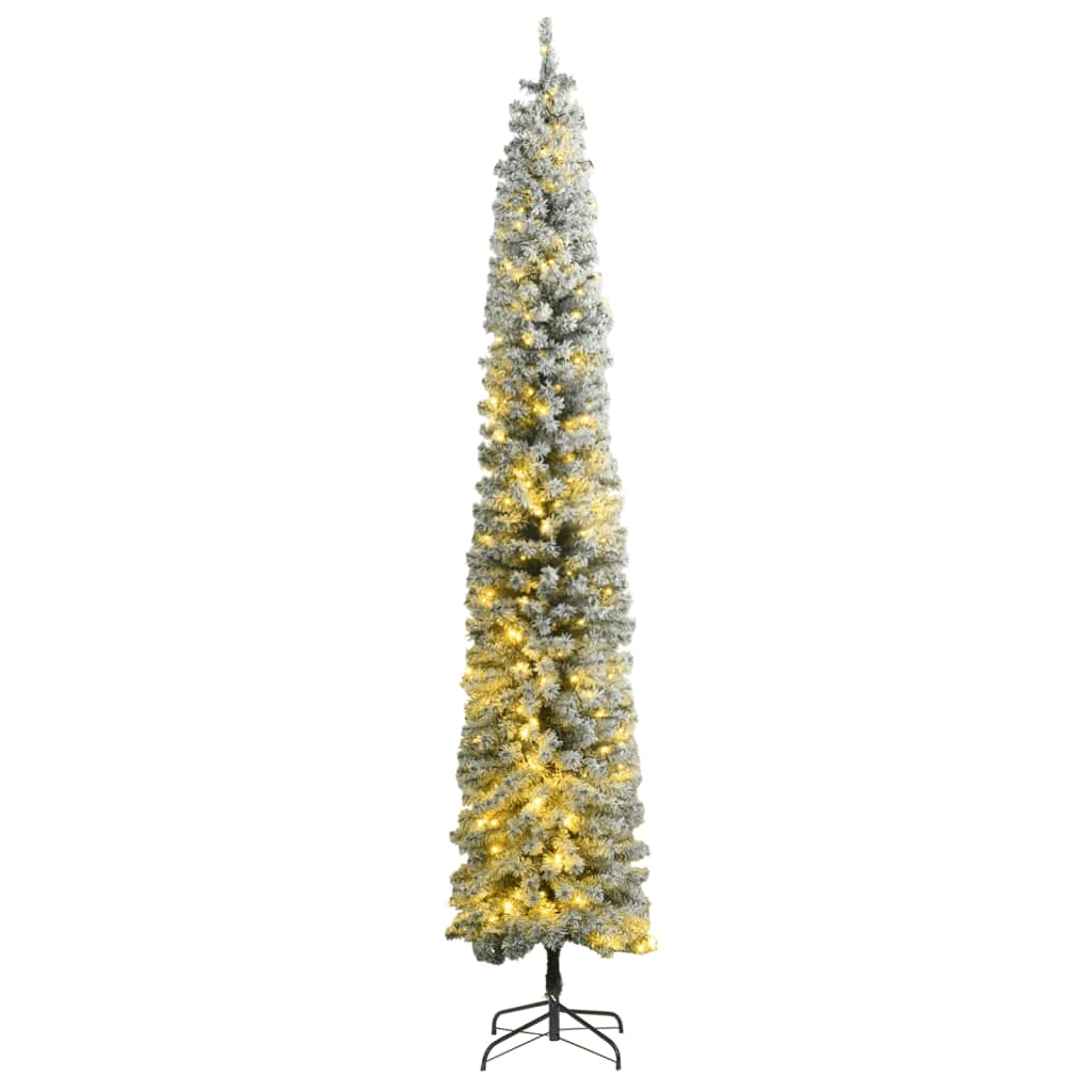 vidaXL Pom de Crăciun subțire 300 LED-uri și zăpadă 270 cm