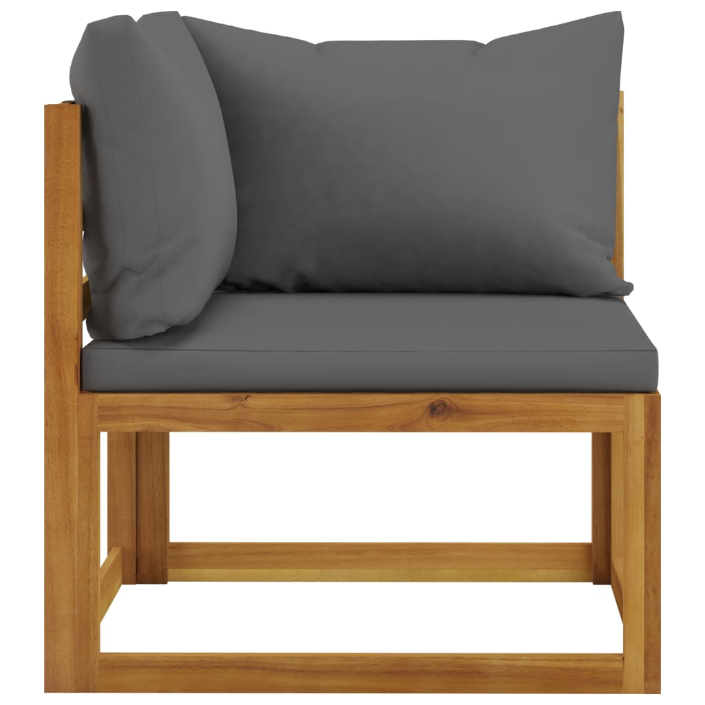 vidaXL Set canapea 2 piese cu perne gri închis, lemn masiv de acacia