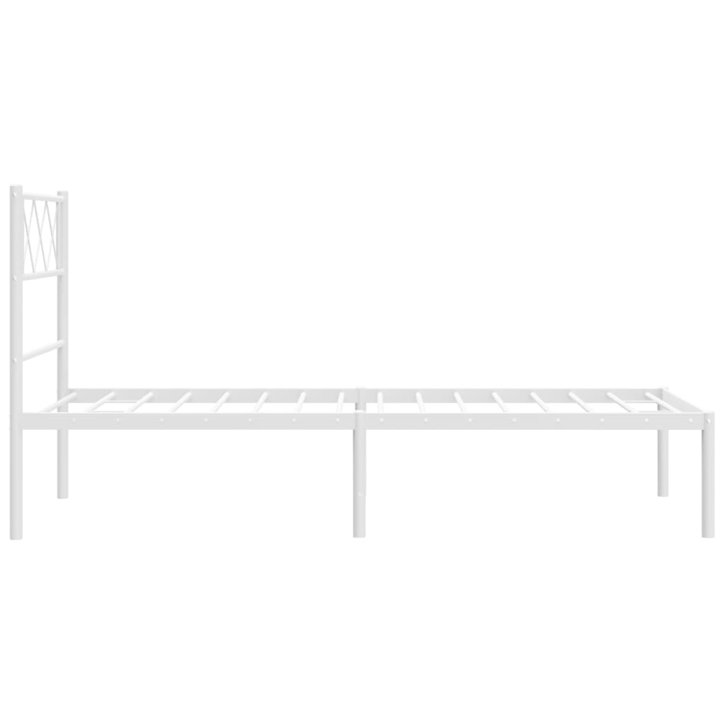 vidaXL Cadru de pat metalic cu tăblie, alb, 100x190 cm