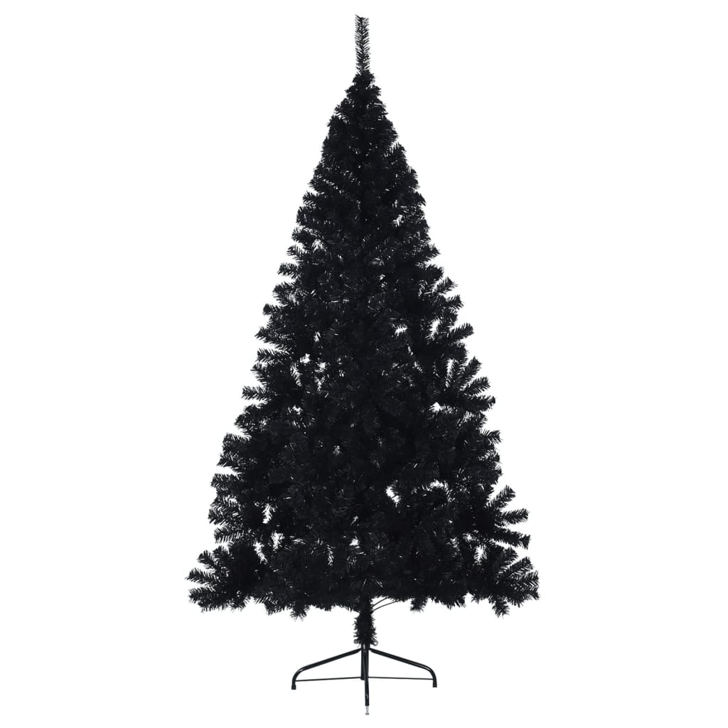 vidaXL Jumătate brad de Crăciun artificial cu suport, negru 240 cm PVC