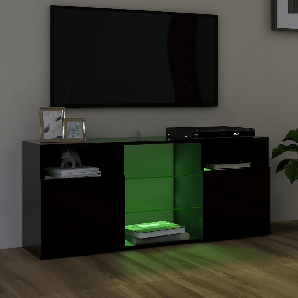 vidaXL Comodă TV cu lumini LED, negru, 120x30x50 cm