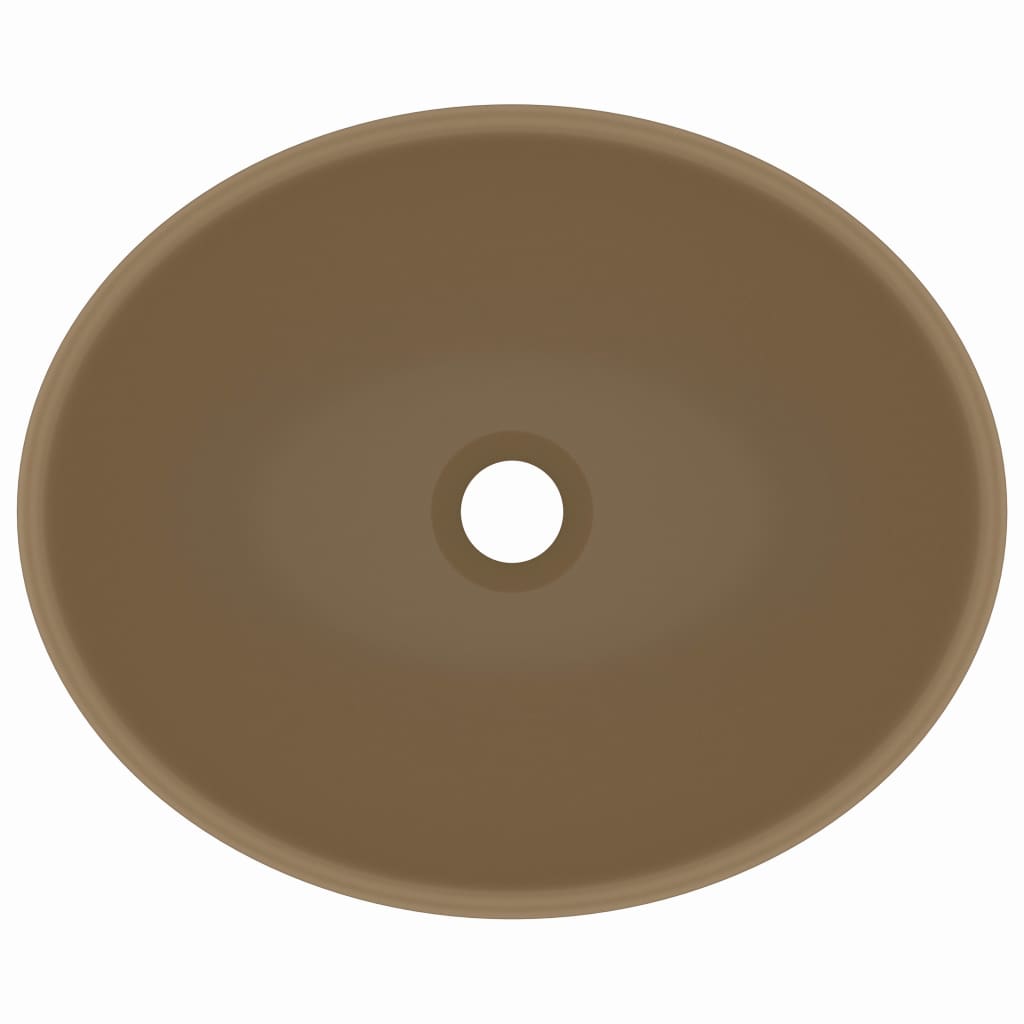 vidaXL Chiuvetă de lux, crem mat, 40 x 33 cm, ceramică, formă ovală
