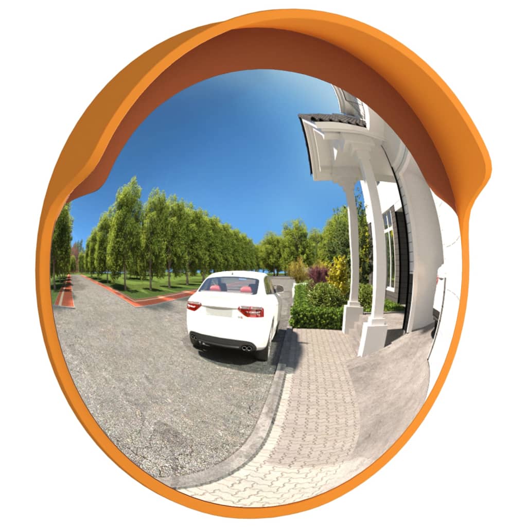 vidaXL Oglindă trafic convexă exterior, portocaliu Ø30 cm policarbonat