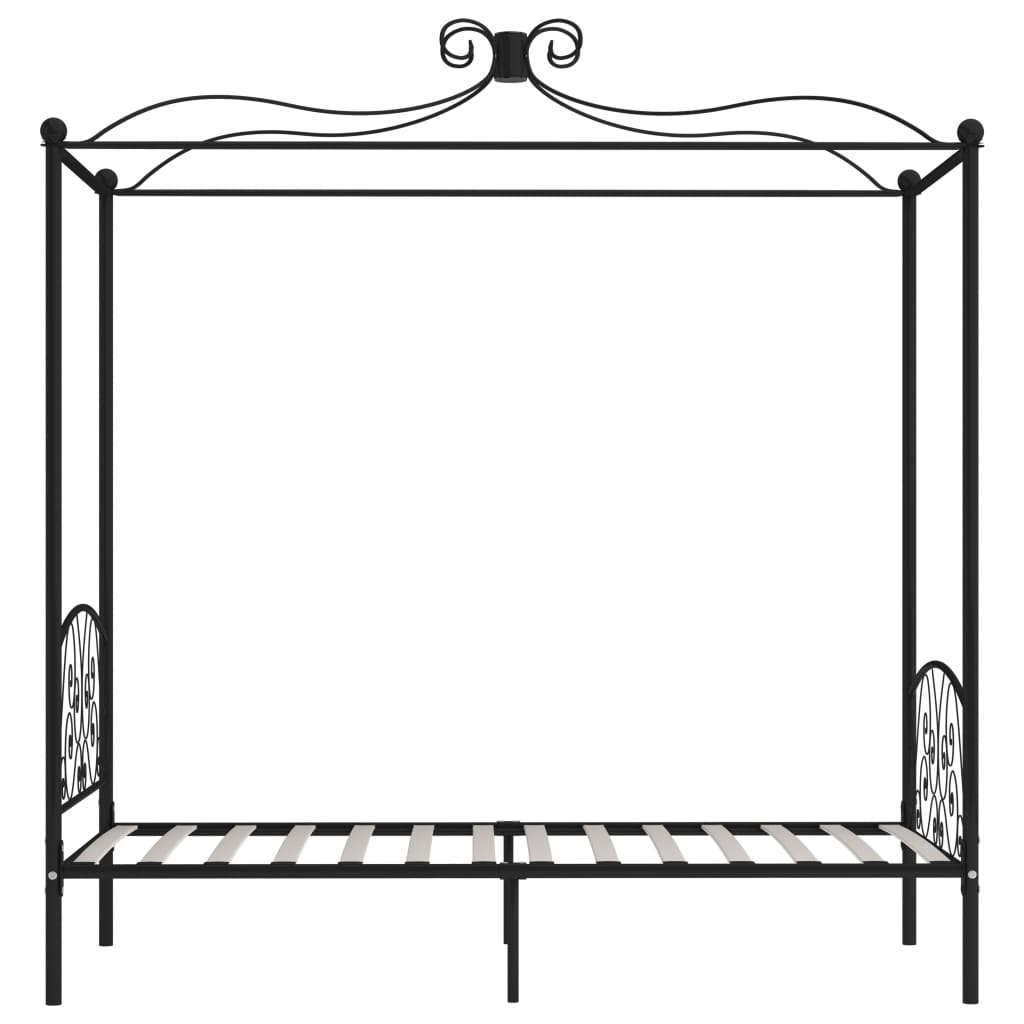 vidaXL Cadru de pat cu baldachin, negru, 100 x 200 cm, metal