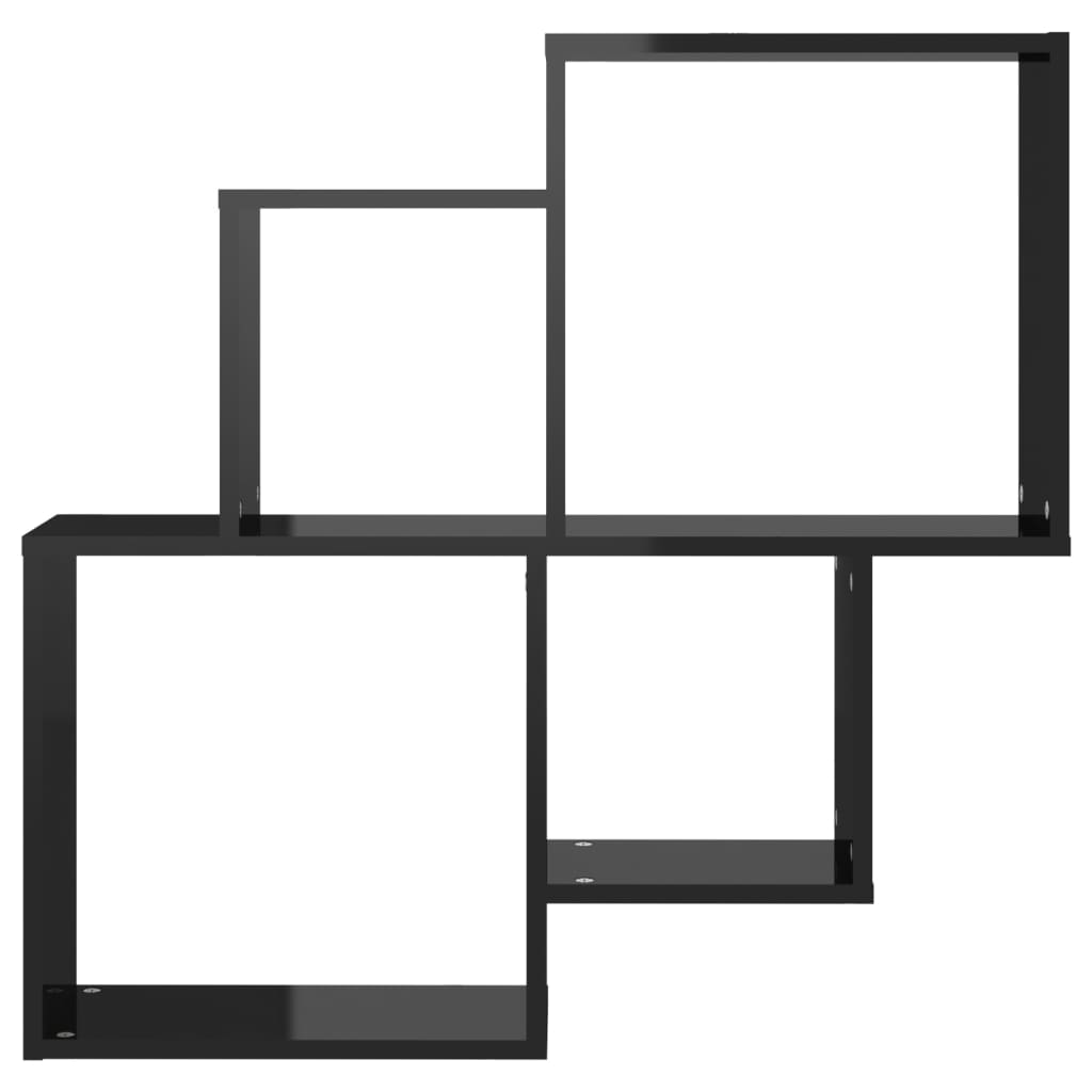 vidaXL Raft de perete cub, negru extralucios, 80x15x78,5 cm PAL