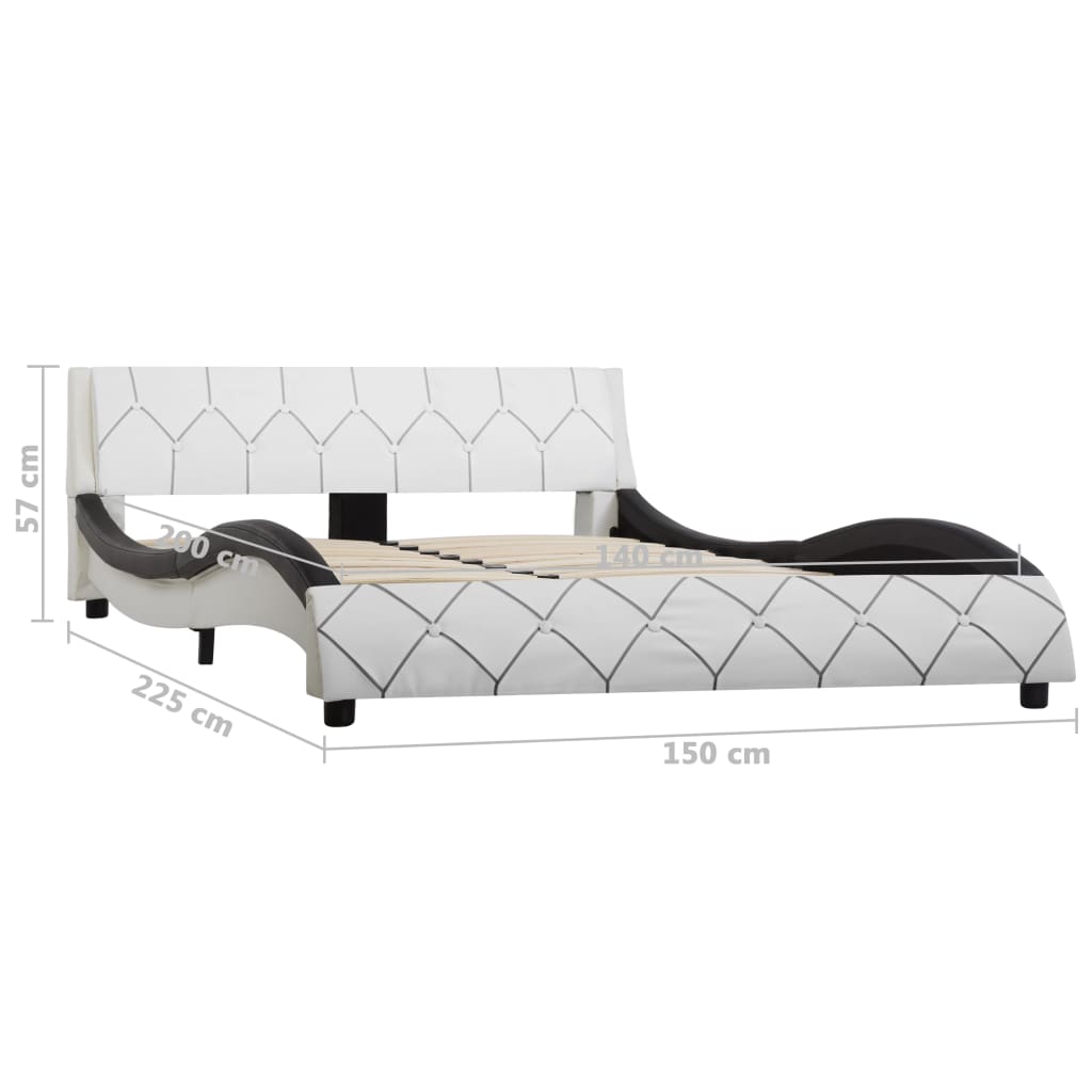 vidaXL Cadru de pat, alb și negru, 140 x 200 cm, piele ecologică
