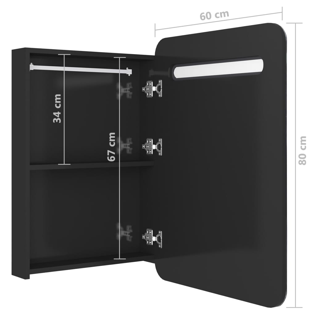 vidaXL Dulap de baie oglindă și LED, negru strălucitor, 60x11x80 cm