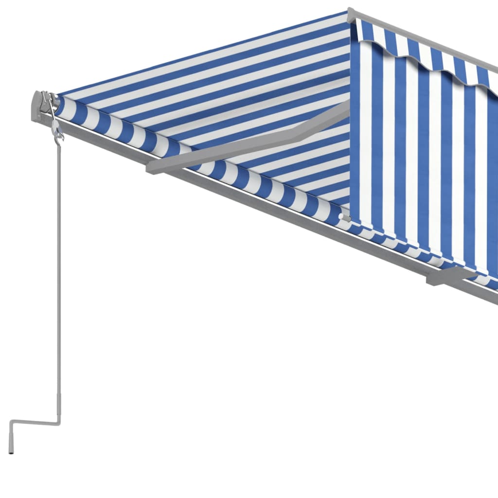 vidaXL Copertină retractabilă manual cu stor, albastru&alb, 4,5x3 m