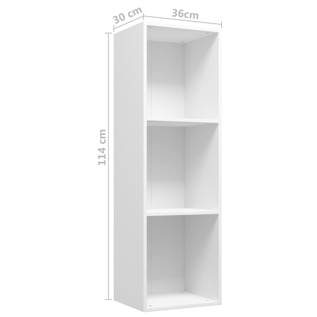 vidaXL Bibliotecă/Comodă TV, alb, 36 x 30 x 114 cm, PAL