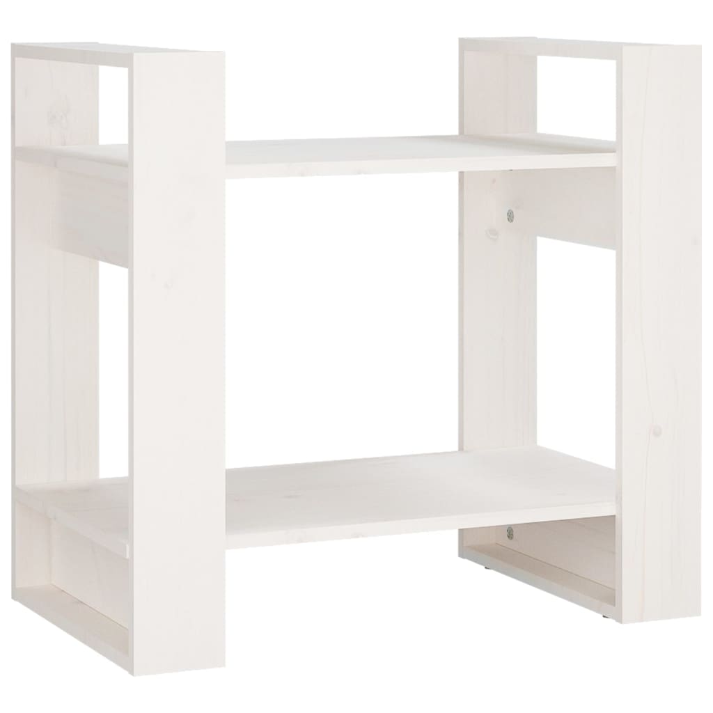 vidaXL Bibliotecă/Separator cameră, alb, 60x35x57 cm, lemn masiv pin