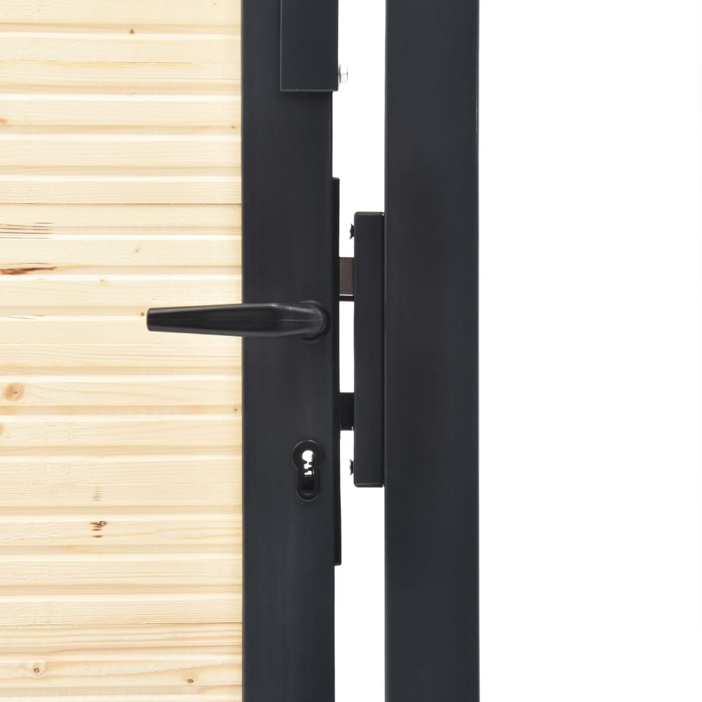 vidaXL Poartă de gard, 413 x 125 cm, oțel și lemn de molid