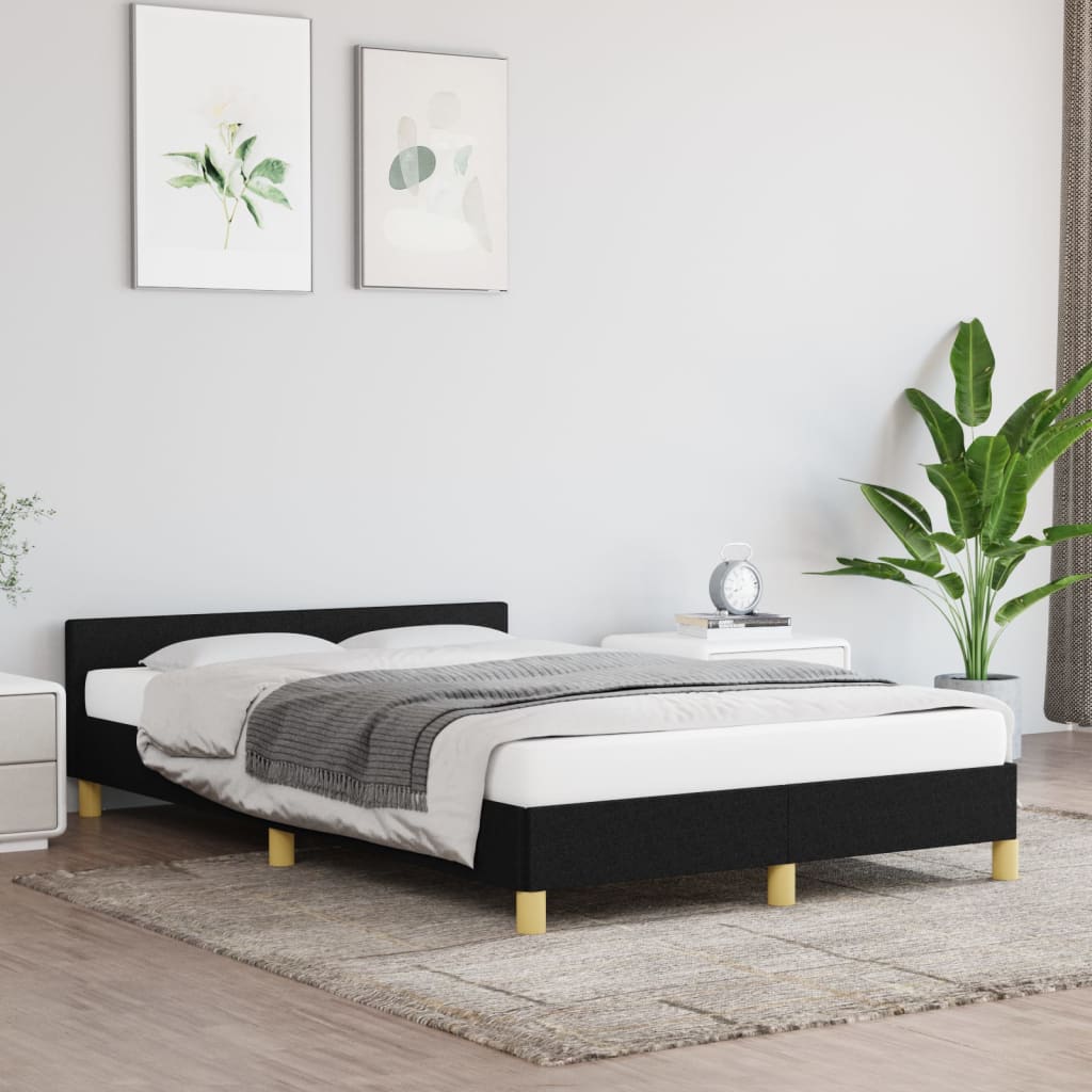 vidaXL Cadru de pat cu tăblie, negru, 120x200 cm, textil