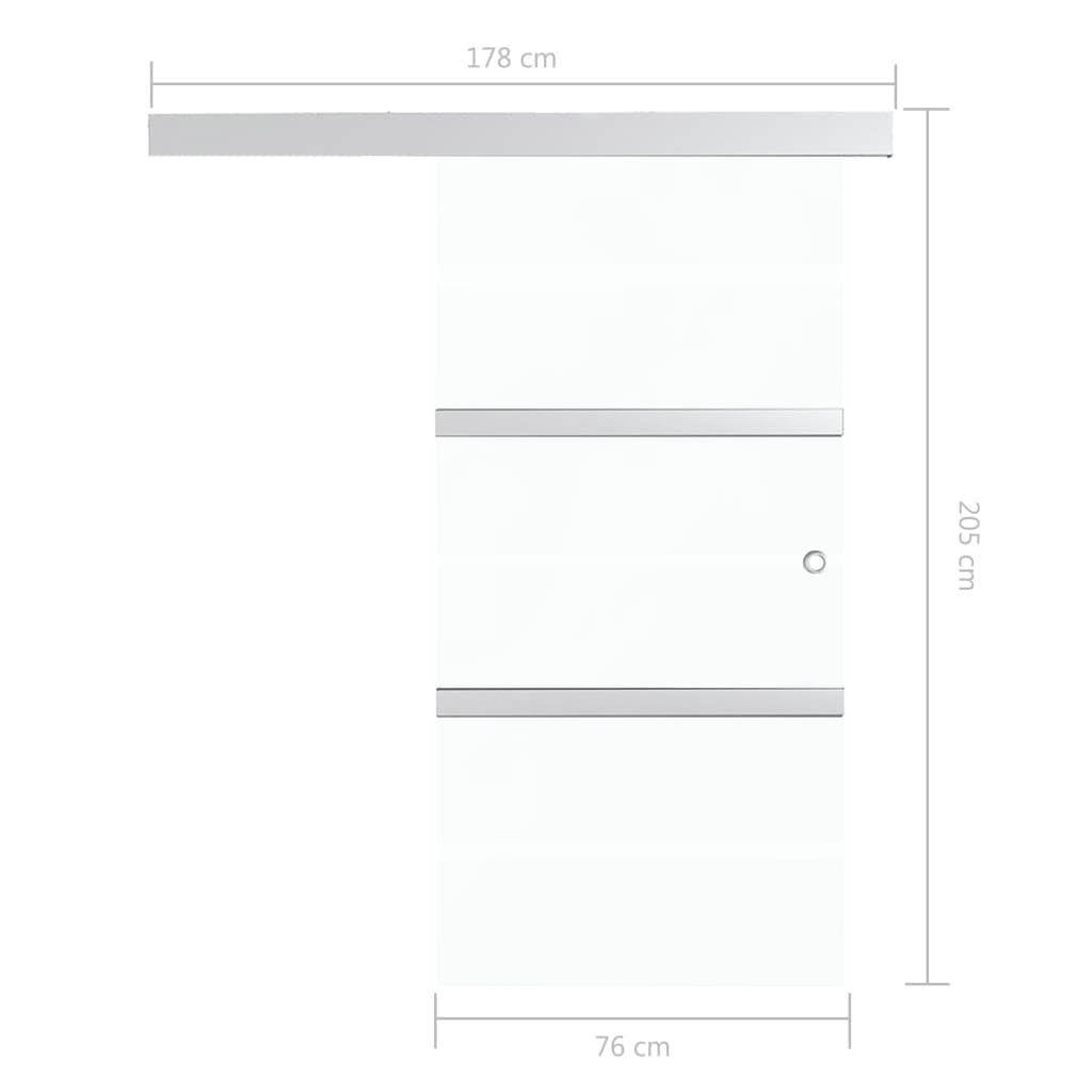 vidaXL Ușă glisantă cu opritoare soft, 76x205 cm, sticlă ESG/aluminiu