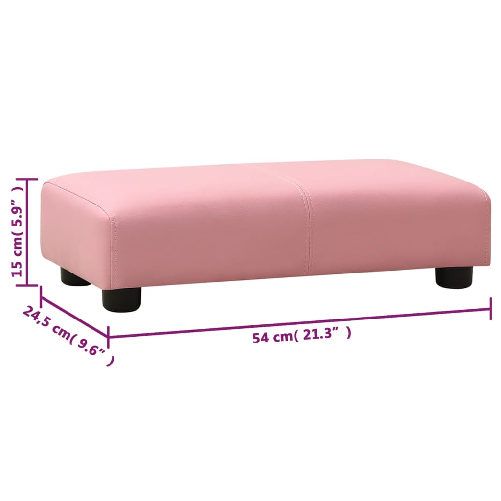 vidaXL Canapea pentru copii cu taburet, roz, piele ecologică