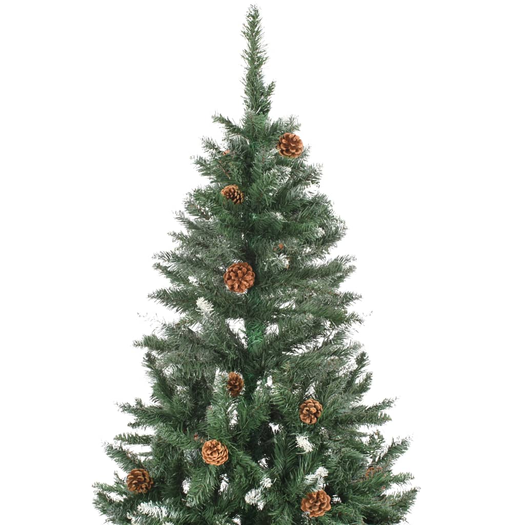 vidaXL Brad de Crăciun artificial cu conuri pin și sclipici alb 150 cm