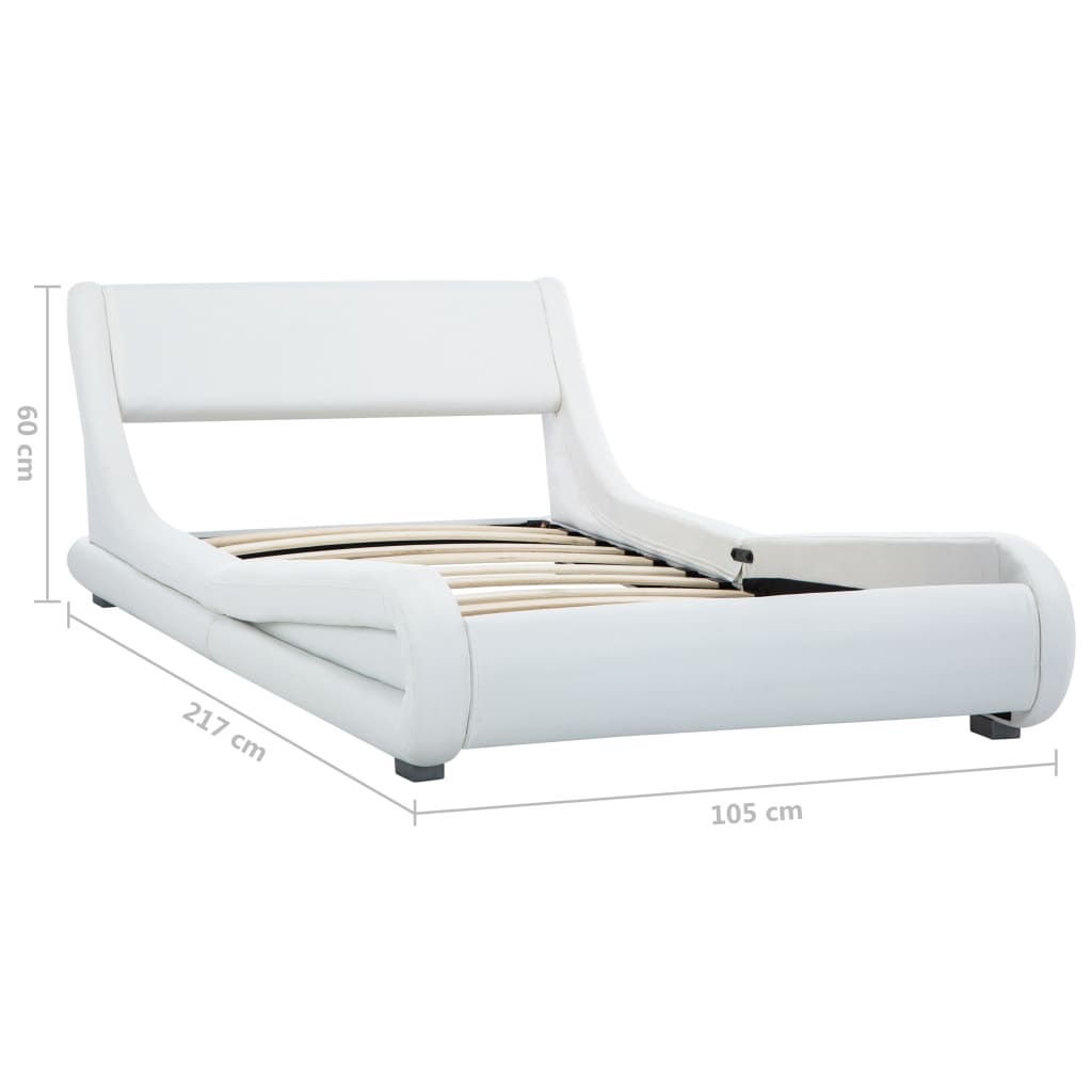 vidaXL Cadru de pat, alb, 90 x 200 cm, piele ecologică