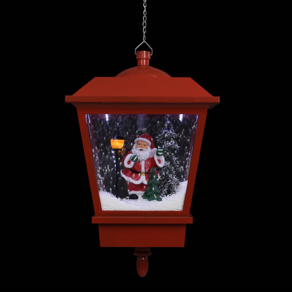 vidaXL Felinar suspendat cu LED și Moș Crăciun, roșu, 27x27x45 cm