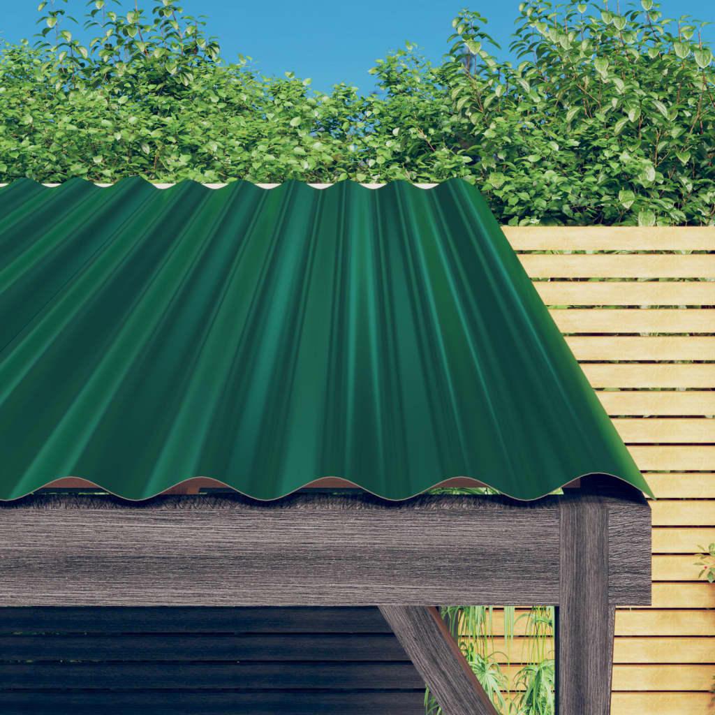 vidaXL Panouri de acoperiș 12 buc. oțel vopsit verde 80x36 cm