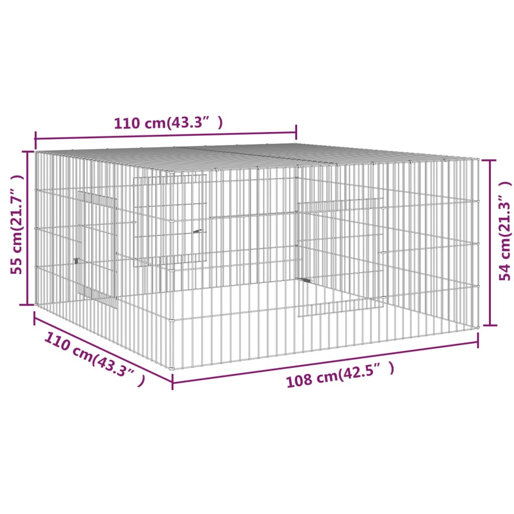 vidaXL Cușcă pentru iepuri, 110x110x55 cm, fier galvanizat