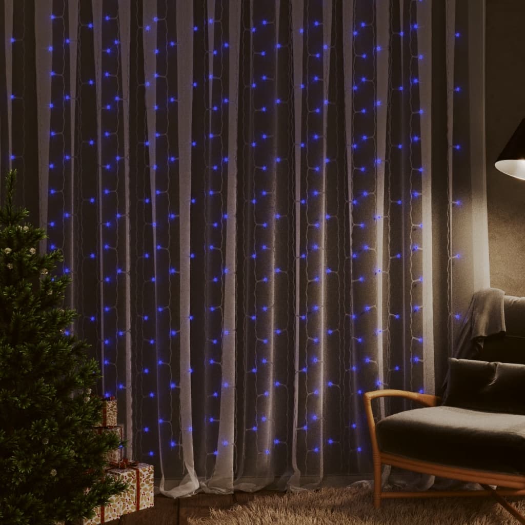 vidaXL Instalație lumini tip perdea 300 LED albastru 3x3 m 8 funcții