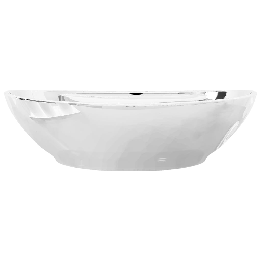 vidaXL Chiuvetă cu preaplin, argintiu, 58,5 x 39 x 21 cm, ceramică