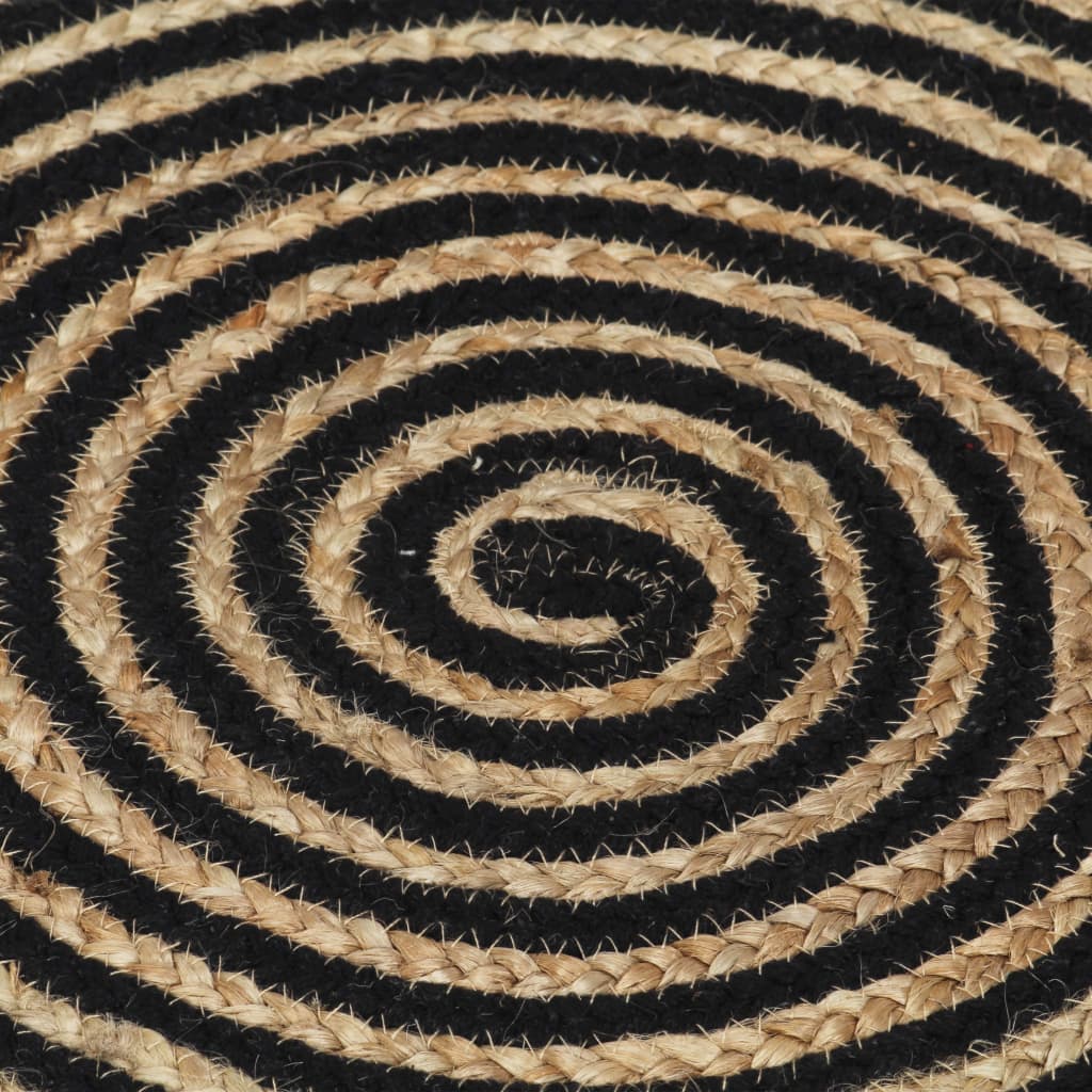vidaXL Covor lucrat manual cu model spiralat, negru, 90 cm, iută