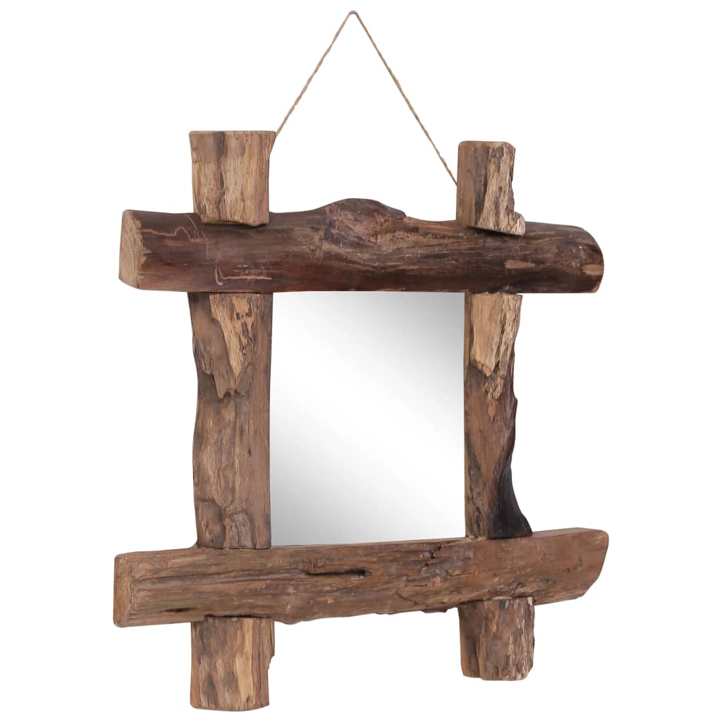 vidaXL Oglindă cu ramă bușteni, natural, 50x50 cm, lemn masiv reciclat