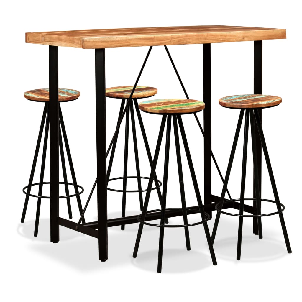 vidaXL Set mobilier bar, 5 piese, lemn masiv acacia și lemn reciclat