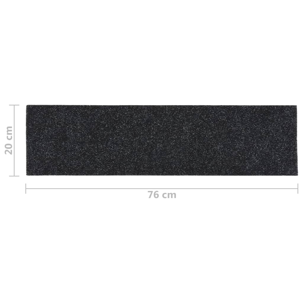 vidaXL Covorașe de scări autoadezive, 15 buc., negru, 76x20 cm