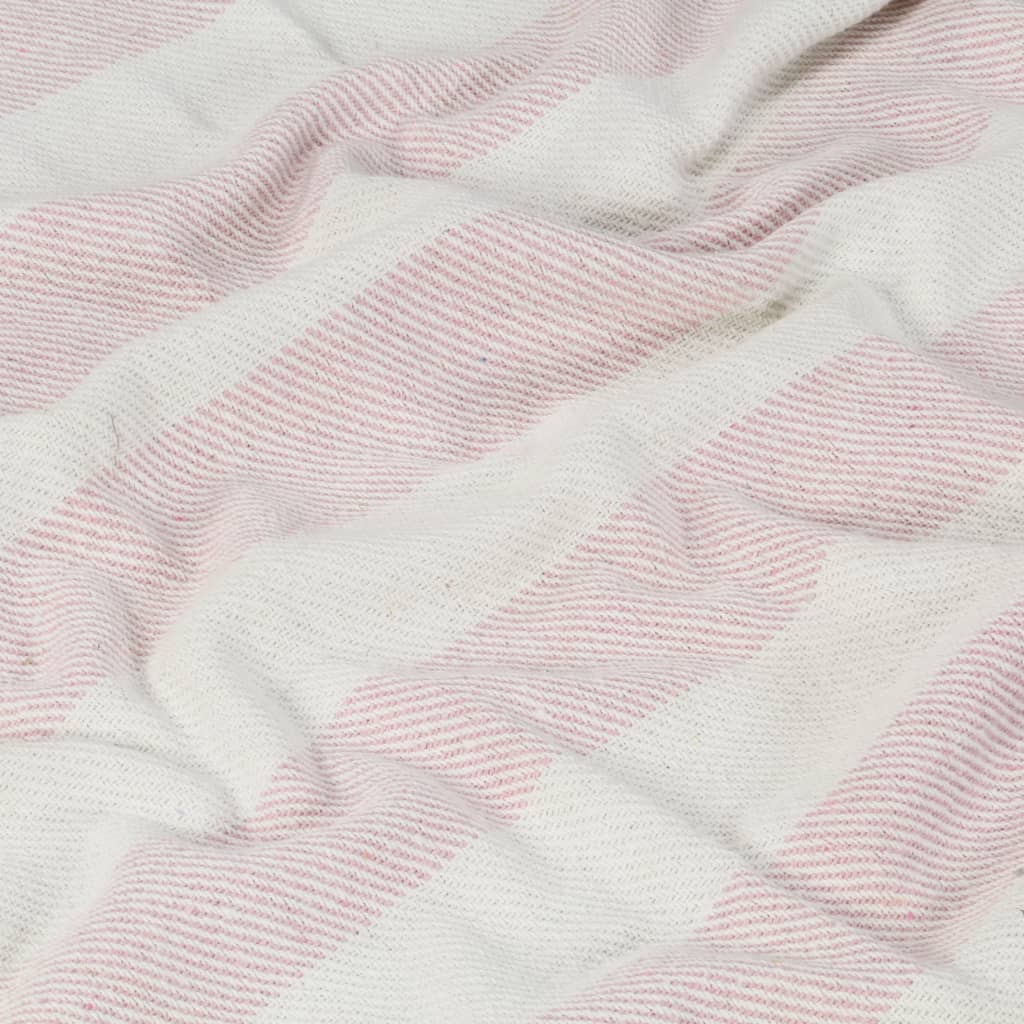 vidaXL Pătură decorativă, roz învechit, 220 x 250 cm, bumbac, dungi