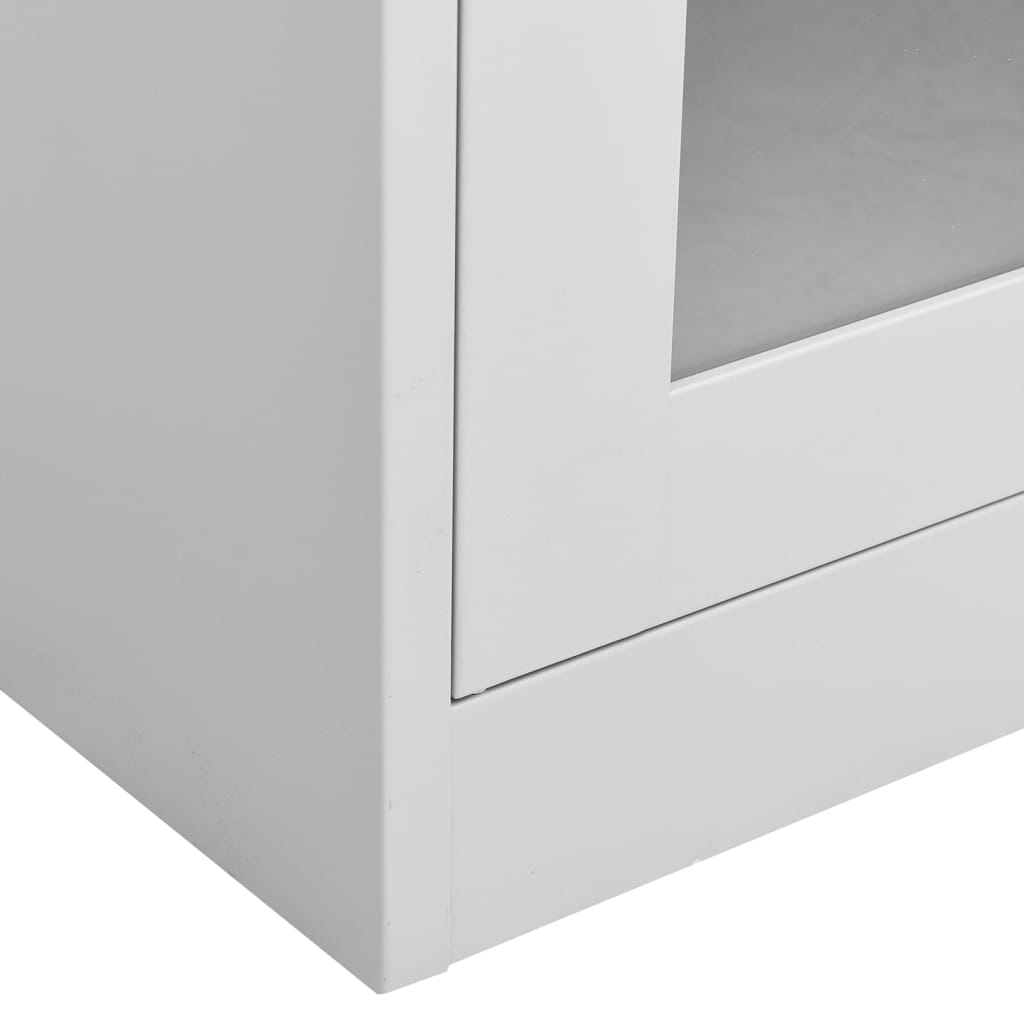 vidaXL Dulap de birou gri deschis 90x40x180 cm oțel/sticlă securizată
