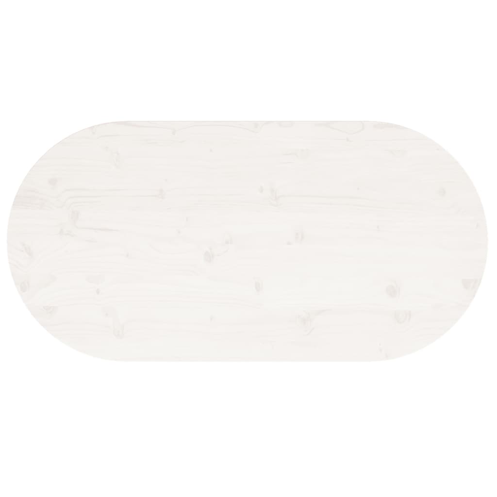 vidaXL Blat de masă, alb, 90x45x2,5 cm, lemn masiv de pin, oval